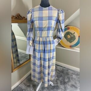Vintage Kathryn Conover Plaid Cottagecore Corduroy Midi Dress Size 6 (10)